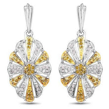 Load image into Gallery viewer, Yellow and white diamond earrings