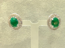 Load image into Gallery viewer, Indian Emeralds and White Topaz Gemstone Stud Earrings