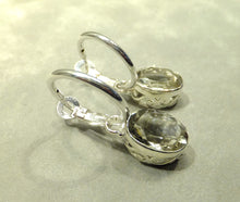 Load image into Gallery viewer, Sterling Silver Hoop Green amethyst earrings