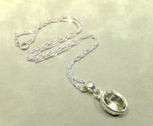 Load image into Gallery viewer, Green amethyst pendant necklace in sterling silver
