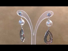 Load and play video in Gallery viewer, Pearl and Swarovski Crytsal Earrings in Sterling Silver