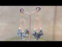 Load and play video in Gallery viewer, Labradorite gemstone drop golden earrings