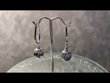 Load and play video in Gallery viewer, Video of grey pearl hoop earrings
