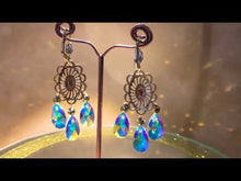 Load and play video in Gallery viewer, Tri gold and Swarovski crystal earrings