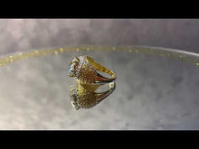 Load and play video in Gallery viewer, Natural Green Amethyst Golden overlay with Sterling Silver Gemstone Rings