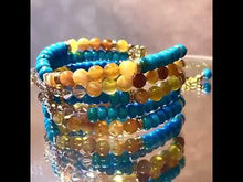 Load and play video in Gallery viewer, Statement gemstone cuff bracelet in Turquoise and agate