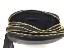 Load image into Gallery viewer, inside black leather bag
