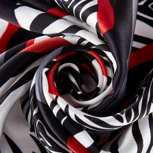 Load image into Gallery viewer, Black and red zebra silk scarf
