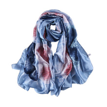 Load image into Gallery viewer, Blue and Red print silk scarf
