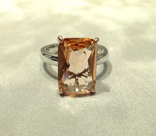 Load image into Gallery viewer, Morganite gemstone ring in sterling silver