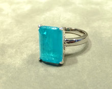 Load image into Gallery viewer, Side view of Paraiba Tourmaline ring
