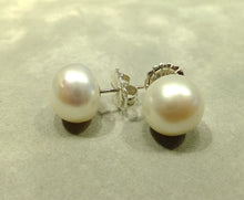 Load image into Gallery viewer, Large 12.5 mm Freshwater White Pearl Stud Earrings