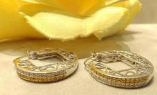 Load image into Gallery viewer, White and yellow diamond earrings

