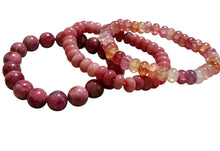 Load image into Gallery viewer, Set Of Three Beaded Pink Quartz Gemstone Stretch Bracelets
