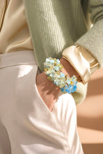 Load image into Gallery viewer, statement cuff woven gemstone bracelet of citrine and aquamarine gemstone
