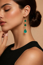 Load image into Gallery viewer, Long beaded green onyx gemstone earrings
