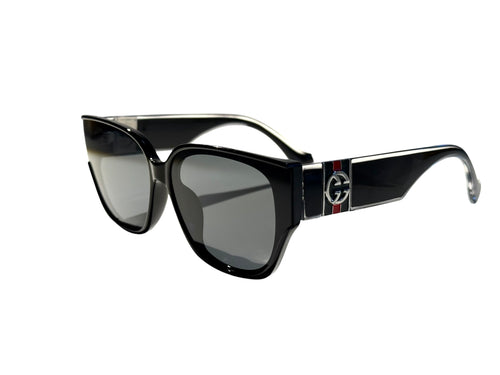 Women's black sunglasses with silver details 