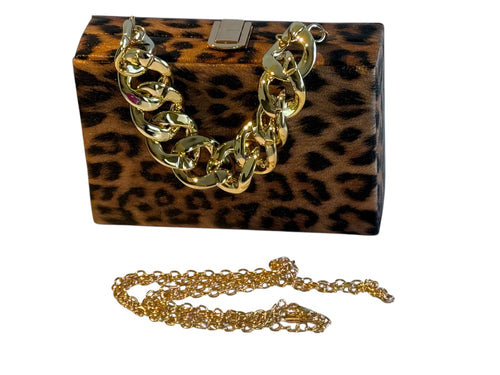 Black and gold animal print evening bag