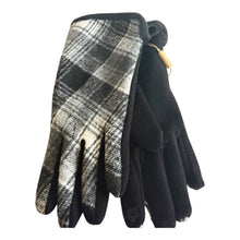Load image into Gallery viewer, Black plaid ladies winter gloves
