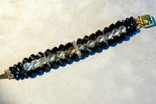 Load image into Gallery viewer, Black and white beaded cuff bracelet
