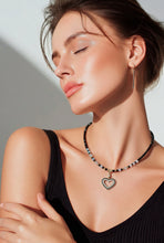 Load image into Gallery viewer, Black gemstone necklace with heart pendent
