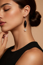 Load image into Gallery viewer, Ladies black and white gemstone drop earrings
