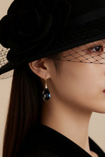 Load image into Gallery viewer, Black teardrop earrings with onyx gemstones in gold filled

