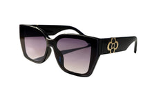 Load image into Gallery viewer, Modern Black sun glass for women with gold details
