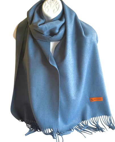 blue cashmere winter scarf