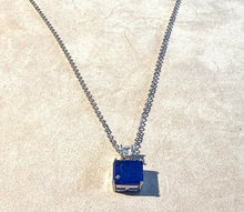 Load image into Gallery viewer, Blue moissanite gemstone pendant necklace in sterling silver
