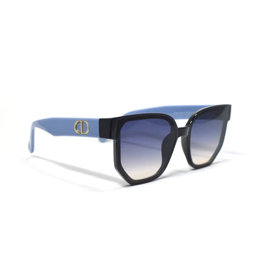 Women's blue sunglasses with gold detail