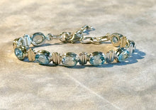 Load image into Gallery viewer, Blue topaz gemstone bracelet in sterling silver
