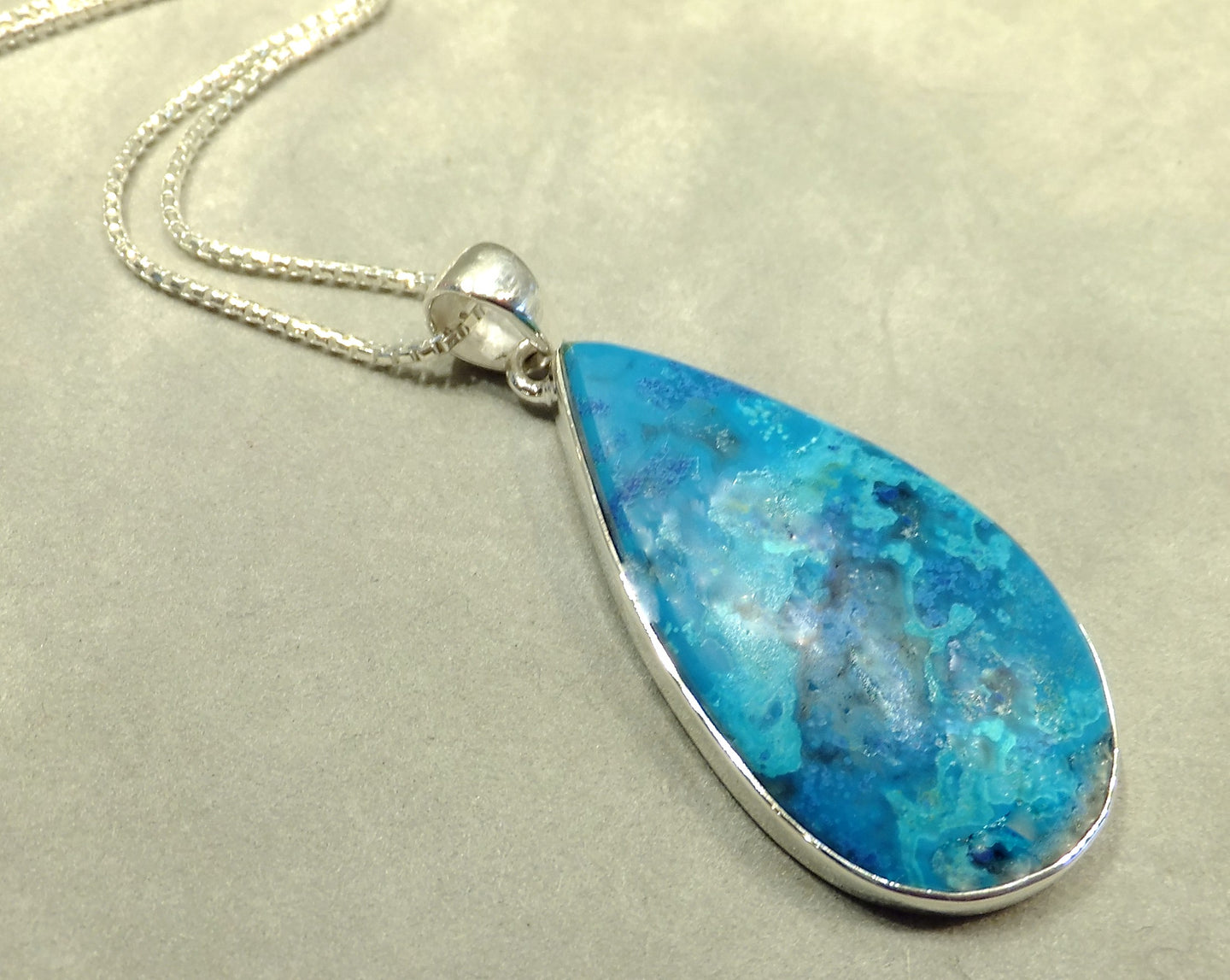 Turquoise pendant necklace in sterling silver
