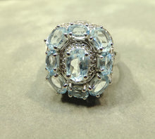 Load image into Gallery viewer, Blue topaz cluster gemstone ring
