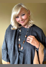 Load image into Gallery viewer, Brown gemstone long necklace in gold filled
