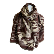 Load image into Gallery viewer, Brown leopard print scarf for winter
