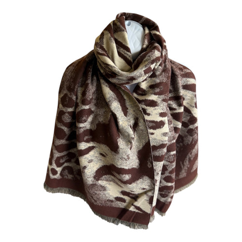 Brown leopard print scarf for winter