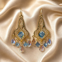 Load image into Gallery viewer, Crystal golden chandelier earrings
