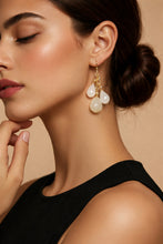 Load image into Gallery viewer, Charm white gemstone long gold earrings
