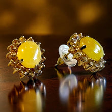 Load image into Gallery viewer, Citrine and amber gemstone stud earrings
