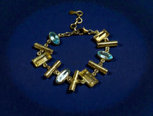 Load image into Gallery viewer, Citrine and blue topaz gemstone gold bracelet
