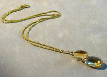 Load image into Gallery viewer, Citrine teardrop gemstone necklace in gold
