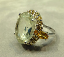 Load image into Gallery viewer, Oval Green Amethyst and Citrine Gemstone Ring
