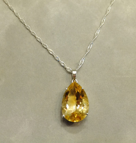 Teardrop Citrine pendant necklace