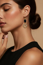 Load image into Gallery viewer, Clover leaf black onyx drop earrings
