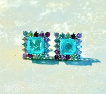 Load image into Gallery viewer, Colorful tourmaline stud gemstone earrings
