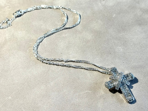 Crystal Cross pendant necklace in sterling silver