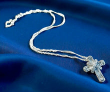 Load image into Gallery viewer, Crystal cross pendant necklace in sterling silver
