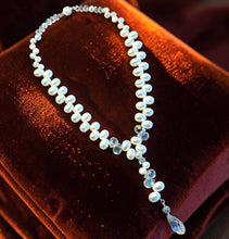 Load image into Gallery viewer, White pearl and crystal handmade necklace for a bride
