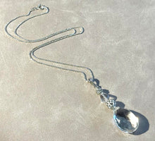 Load image into Gallery viewer, Crystal quartz teardrop necklace in sterling silver
